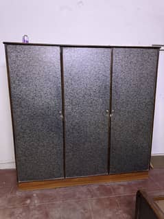 Complete wooden bed set with wardrobe