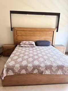 Wooden Double Bed with spring mattress