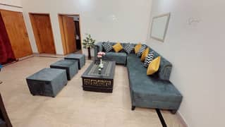 Sofa Set 5 seater and 2 seater with 3 big stool  10/10