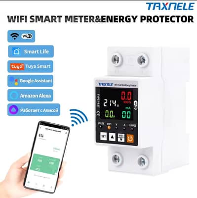 63A TUYA  WiFi RGB Smart solar units Lock Over Under Voltage Protector