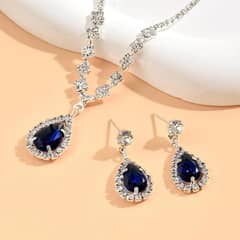 zircon stone jewellery set; Earrings & necklace