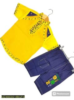 Boys cotton printed shirt and short