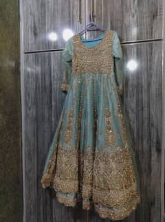 walima dress hand made new long dupatta tail dupatta pista colour