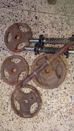 6 Weighing Plates of 3 Kg alongwith dumbelle rods and clips