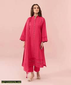 3 PCs unstitched lawn embroidered suit