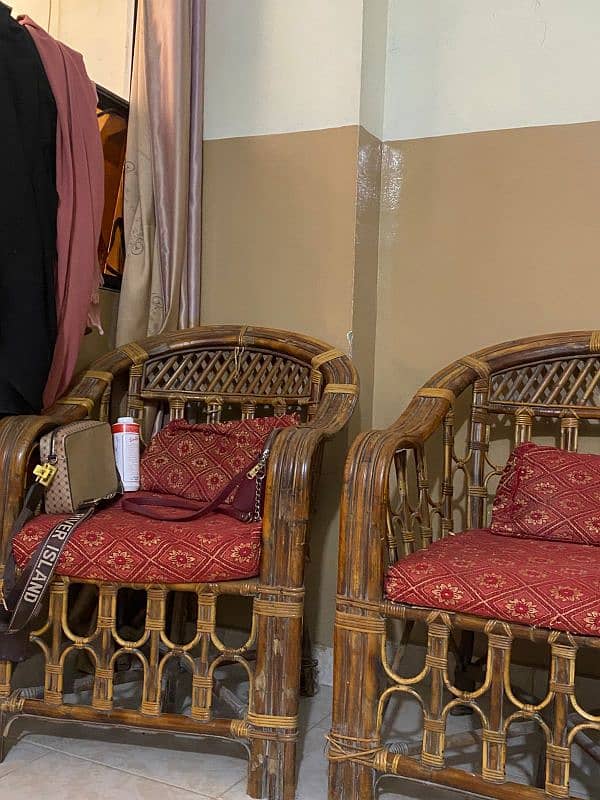 cane sofa set with tables 2