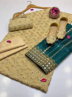 5 pcs woman's unstitched chiffon embroidery Fancy Dress