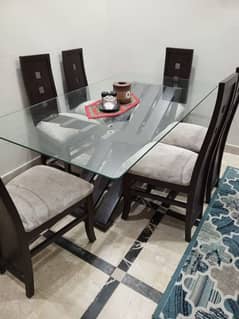 Dining Table Six Chair Matte Polish Pure Wood