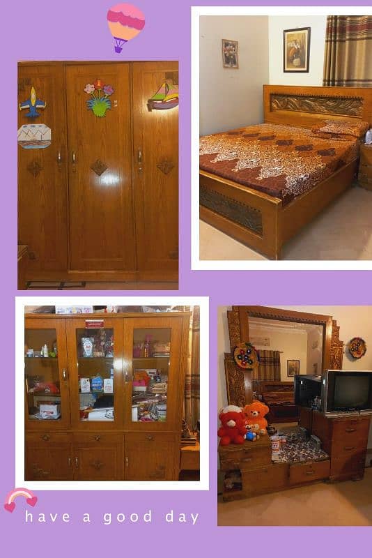 bed set with side tables divider dressing table coubert slitly used 2