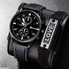 men's watch bracelet necklace set