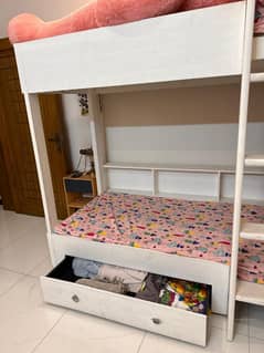 wooden bunk bed
