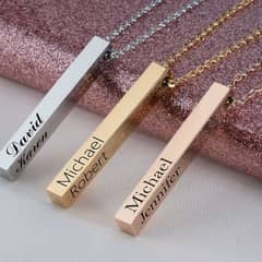 Personalized Name Bar Pendant Necklace – Custom Engraved Gift!