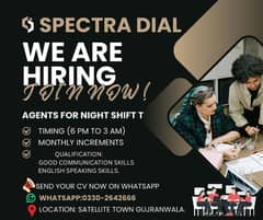 HIRING AGENTS FOR NIGHT SHIFT.