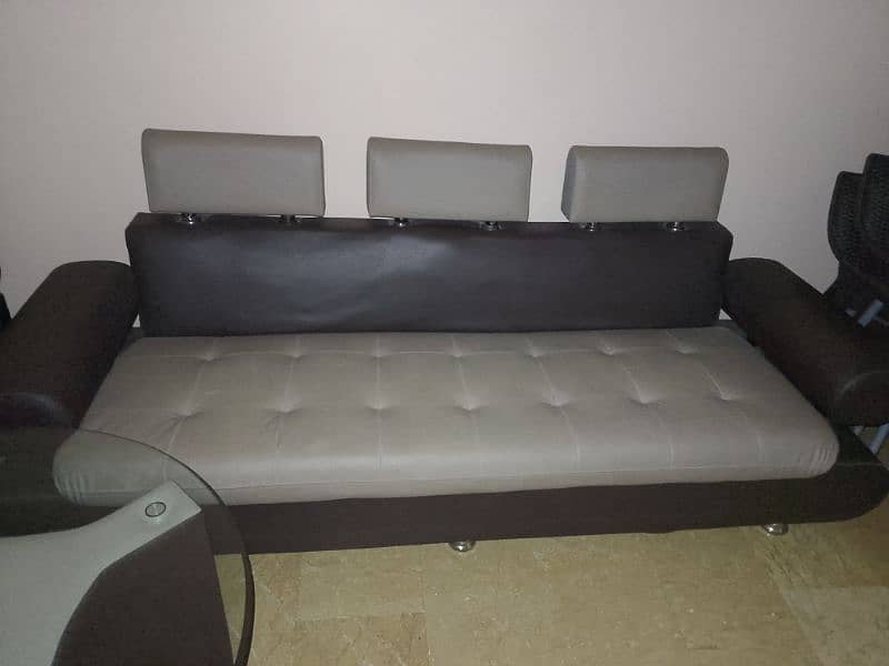 Leather Sofa Set  with unique table 3