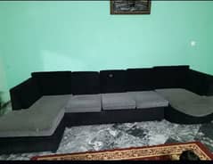 L shape sofa black