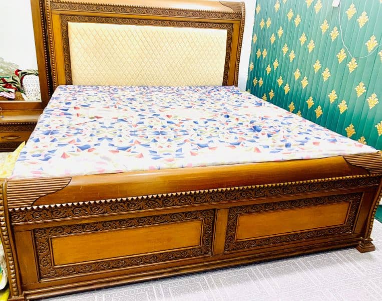king size bed with dressing table and side tables without mattress 0