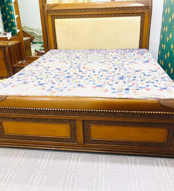 king size bed with dressing table and side tables without mattress 1