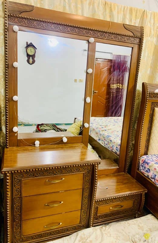 king size bed with dressing table and side tables without mattress 2