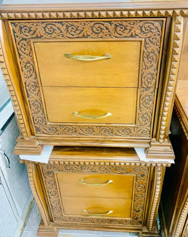 king size bed with dressing table and side tables without mattress 3