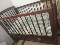 babycot wooden with mattress  perfect 10/10