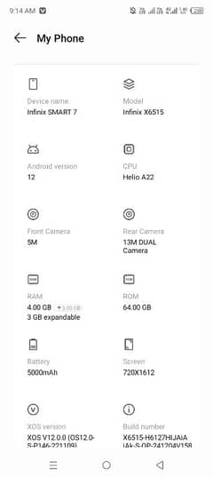 Infinx samrt 7 4+3/64Gb
