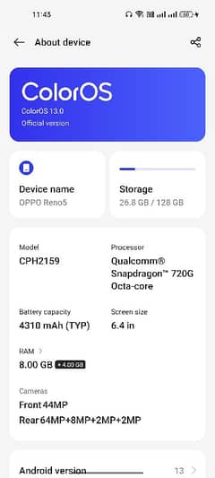 Oppo Reno5 8+4/128