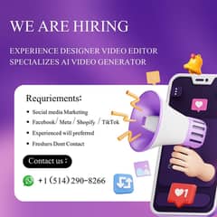 Video Editor & AI video Creator Required || Experienced Only