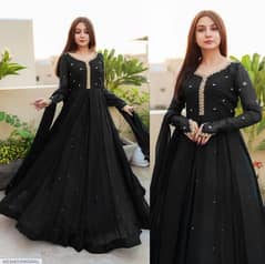 3 -pcs women's stitched embroidered maxi And Trousers