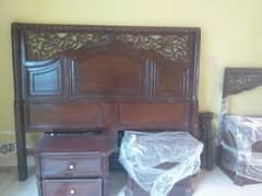 wooden bed dressing table side tables