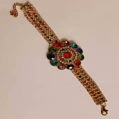 Red Stone Glam Bracelet | Multicolor Sparkle Charm Bracelet