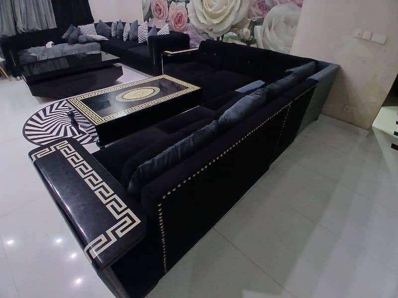 Sofa set/5 seater sofa/L shape sofa/wooden sofa set/ center table 6