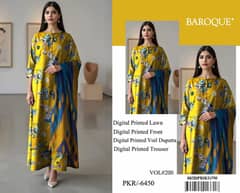 *BAROQUE AIRJET LAWN DIGITAL PRINT ALLOVER VOLUME 3Pc*
