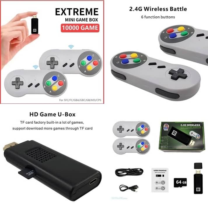 K7 game stick with wireless controllers 0