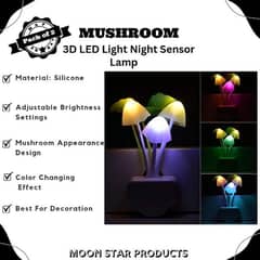 Mushroom 3D Led Light Sensor Lamp , Pack of 2
