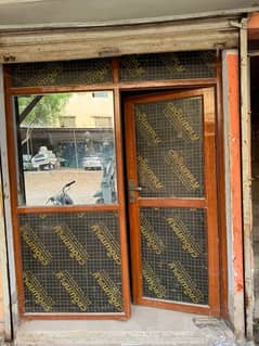 wooden gate with glass