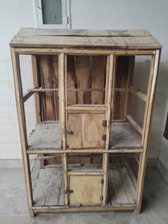 2-Storey Wooden Cage for Birds or Rabbits-Strong & Spacious Pinjra