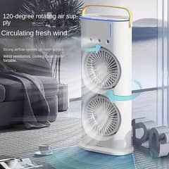 Portable Mini Double Fan Air Cooler With Mist Humidifier And Led