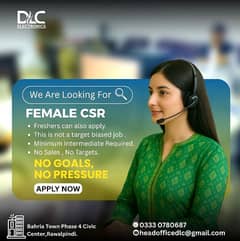 Female CSR Required (Not a Targeted Biased job)