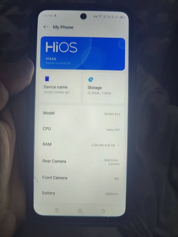 TECNO SPARK 30C 4 month useed With Otiginal box 3