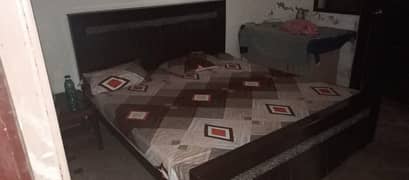 BED FOR SALE WITHOUT MATTRESS AND 3 IN 1 PURE WOODEN TABLES FOR SALE