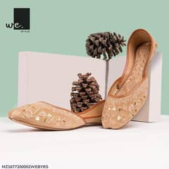 women canavas thread work formal on slip khussa