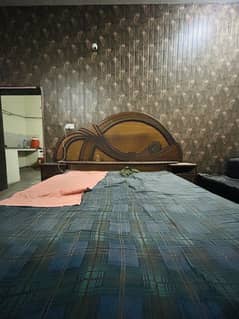 Double bed with mattress, showcase and 2 Sofa