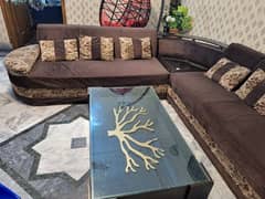 L shape sofa set with table