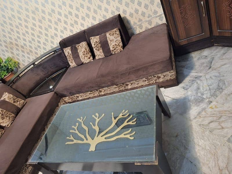 L shape sofa set with table 2