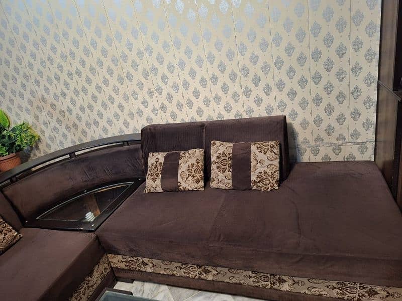 L shape sofa set with table 6
