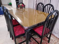 Dining table wooden with 6 chairs