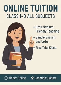 “ Online Tuitions - Class 1-8 All Subjects- Female Teacher