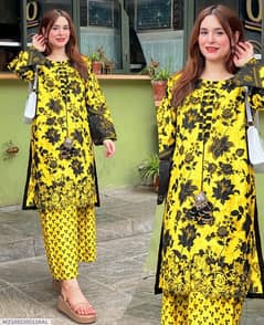 3 pcs women stitched printed suit