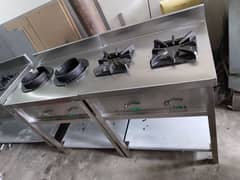 3 burner chinese stove water system stainless steel