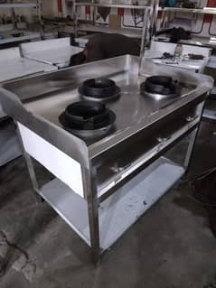 3 burner chinese stove water system stainless steel